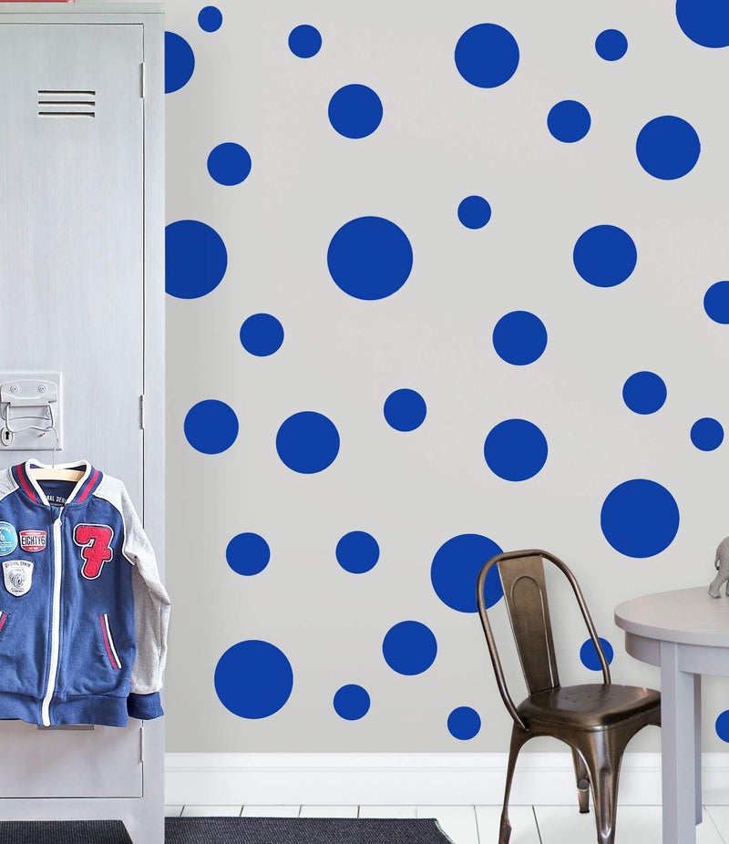 Create-A-Mural Polka Dot Wall Stickers, Wall Decor Stickers, Wall Dots, Vinyl Circle Room Dot Decals (Blue) - Image 1